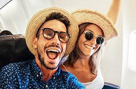 Couple in an airplane Couple in an airplane